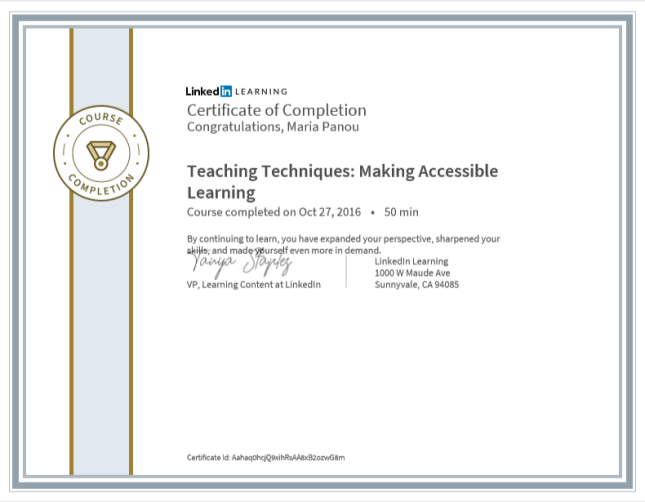 Linkedin_-_Βεβαίωση_παρακολούθησης_teaching_techniques_-_making_accessible_learning